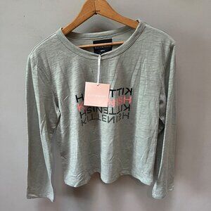 NEW Kittenish‎ Cropped Long Sleeve Logo T-Shirt - Size S